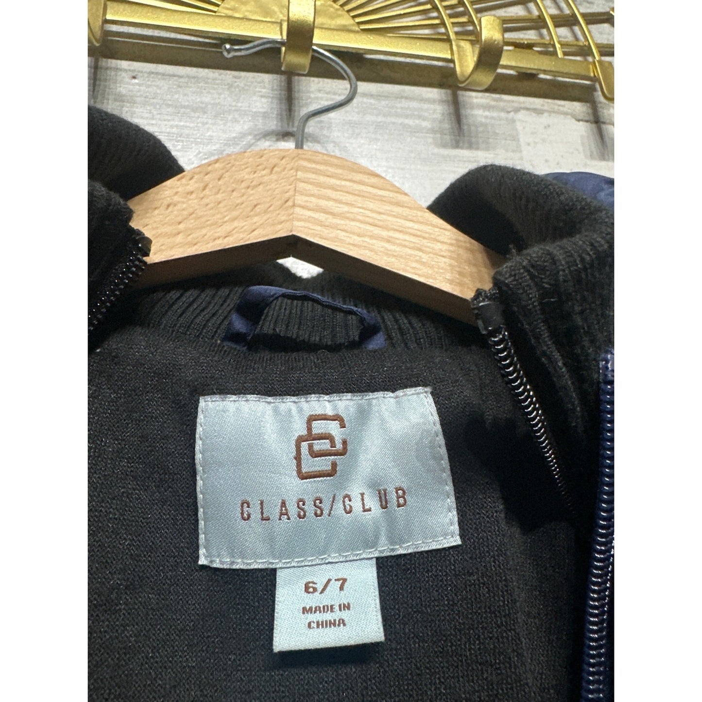 Class Club Boy's Size 6/7 Double Zip Hooded Navy Blue 2 in 1 Puffer Jacket Coat5