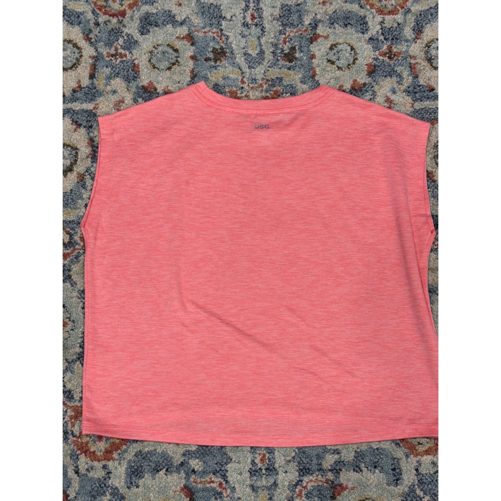 DSG Active Muscle Tee Girls XL 16 Coral Boxy Performance Athleisure EUC2