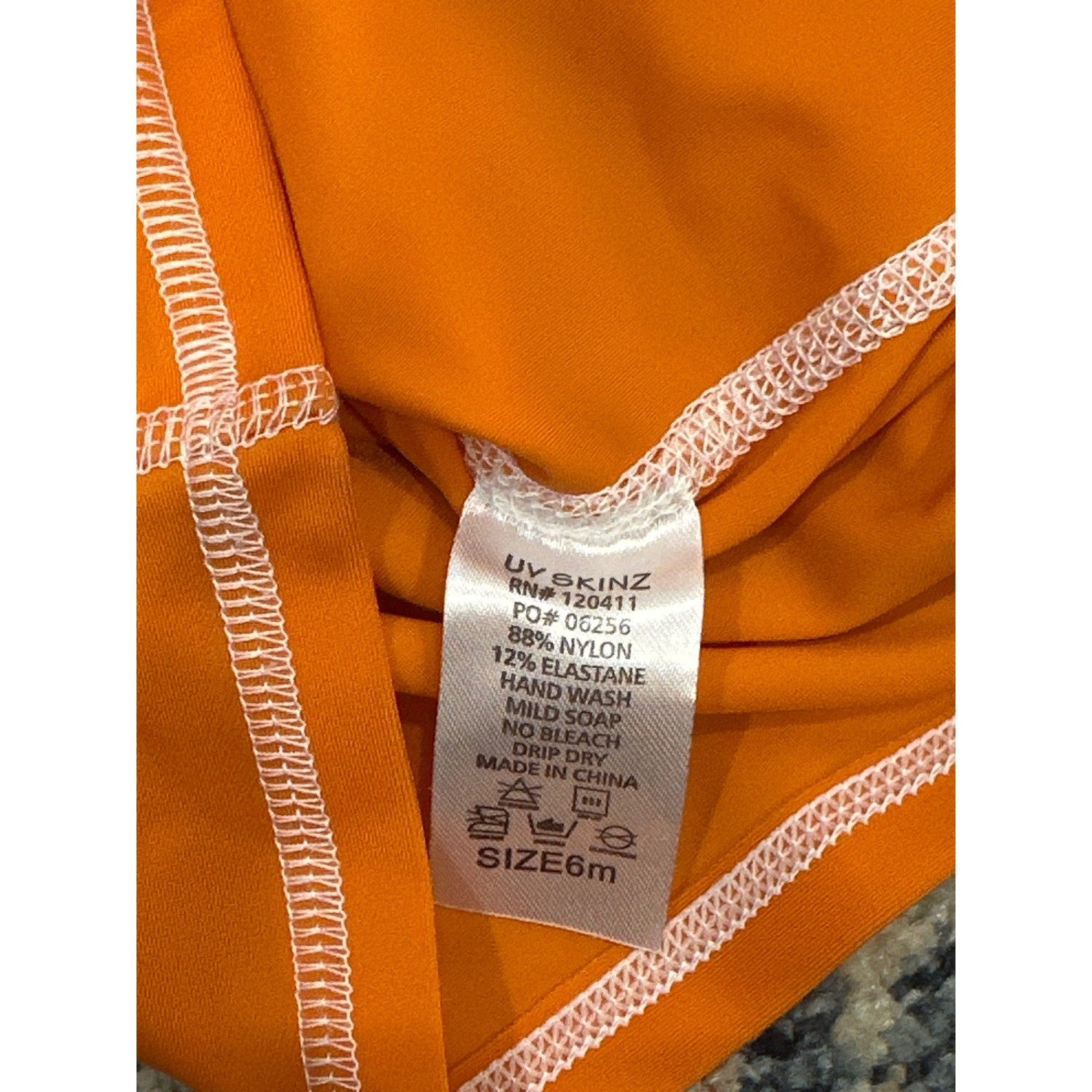 UV Skinz Rash Guard Girls 6M Orange Pink UPF 50+ Long Sleeve NWT2