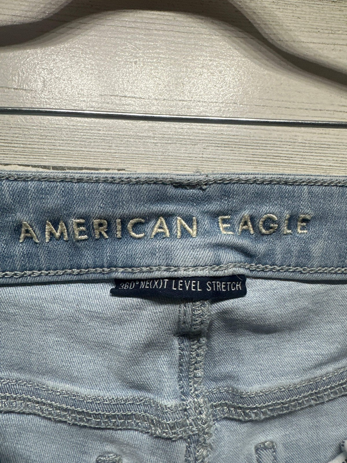 American Eagle Skinny Jeans Women 4 Light Blue Distressed Shredded5