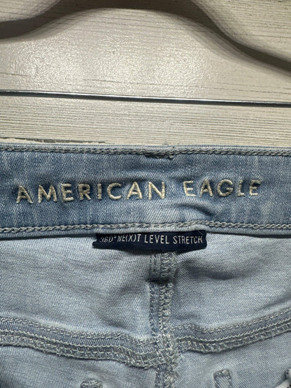 American Eagle Skinny Jeans Women 4 Light Blue Distressed Shredded5