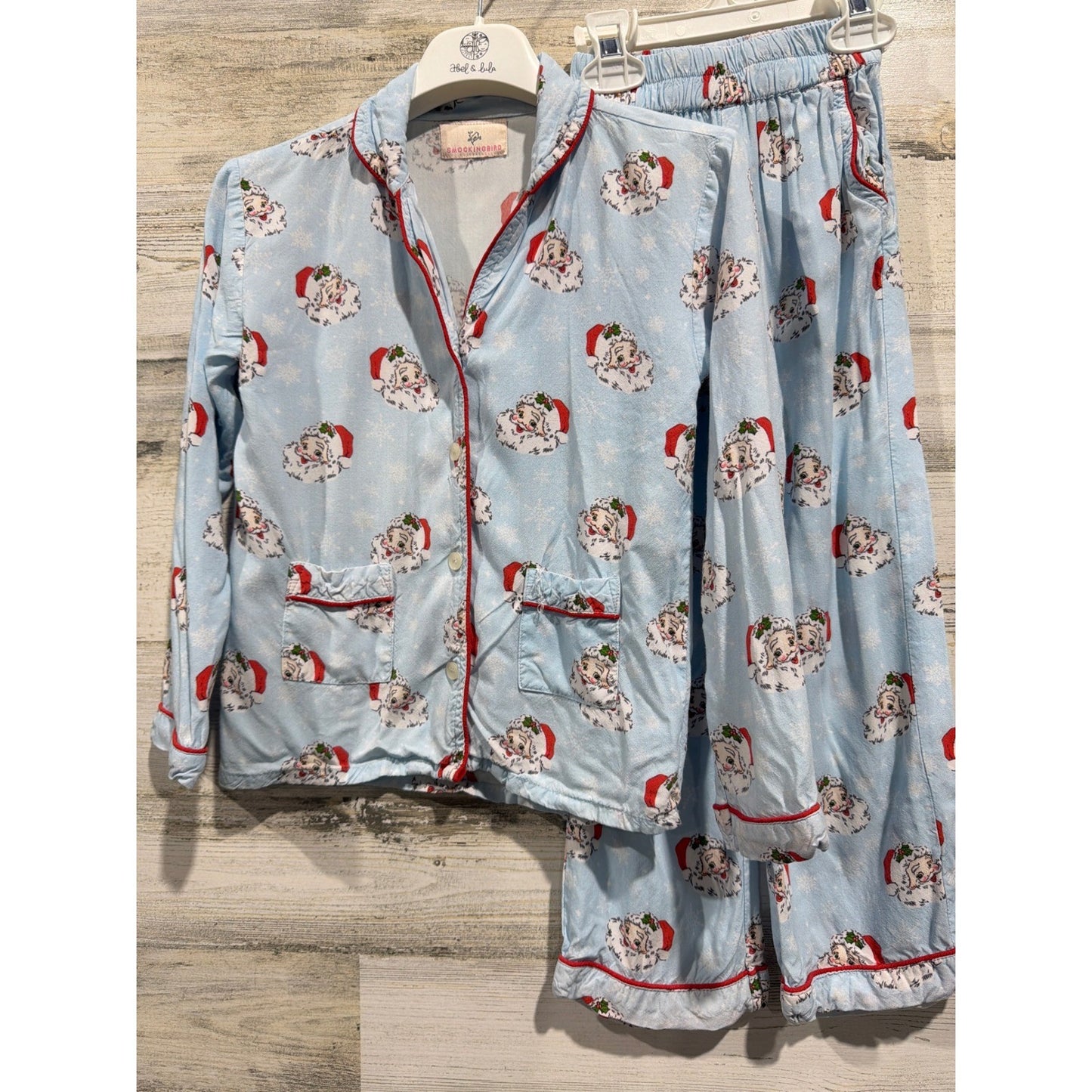 Smockingbird Pajama Set Kids Fits Like Size 4T Santa Claus Holiday Christmas0
