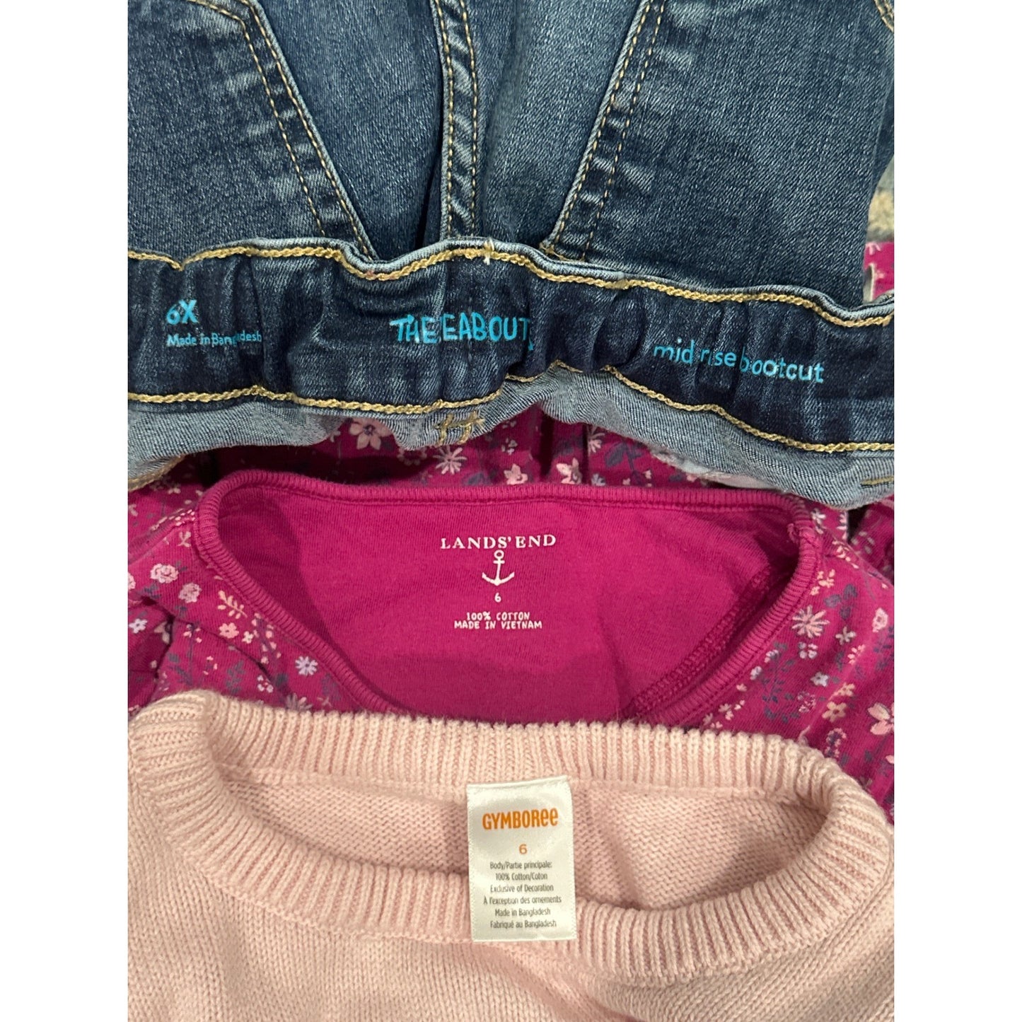 Lands End Gymboree Girls 6/6x Pink Purple Blue Floral Denim 3pc Bundle5