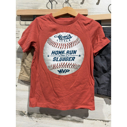 Boys 4T Bundle Graphic Tees Red White Blue  Baseball Shorts Summer Playwear3