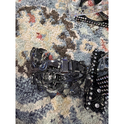 Bracelet Bundle Women 6 Pieces Black Silver Rhinestone Y2K Glam4
