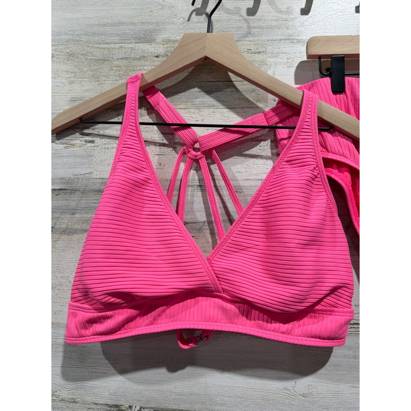 Next Bikini Set Women 38B/C Top XL Bottoms Pink Ribbed High Waist Barbiecore1