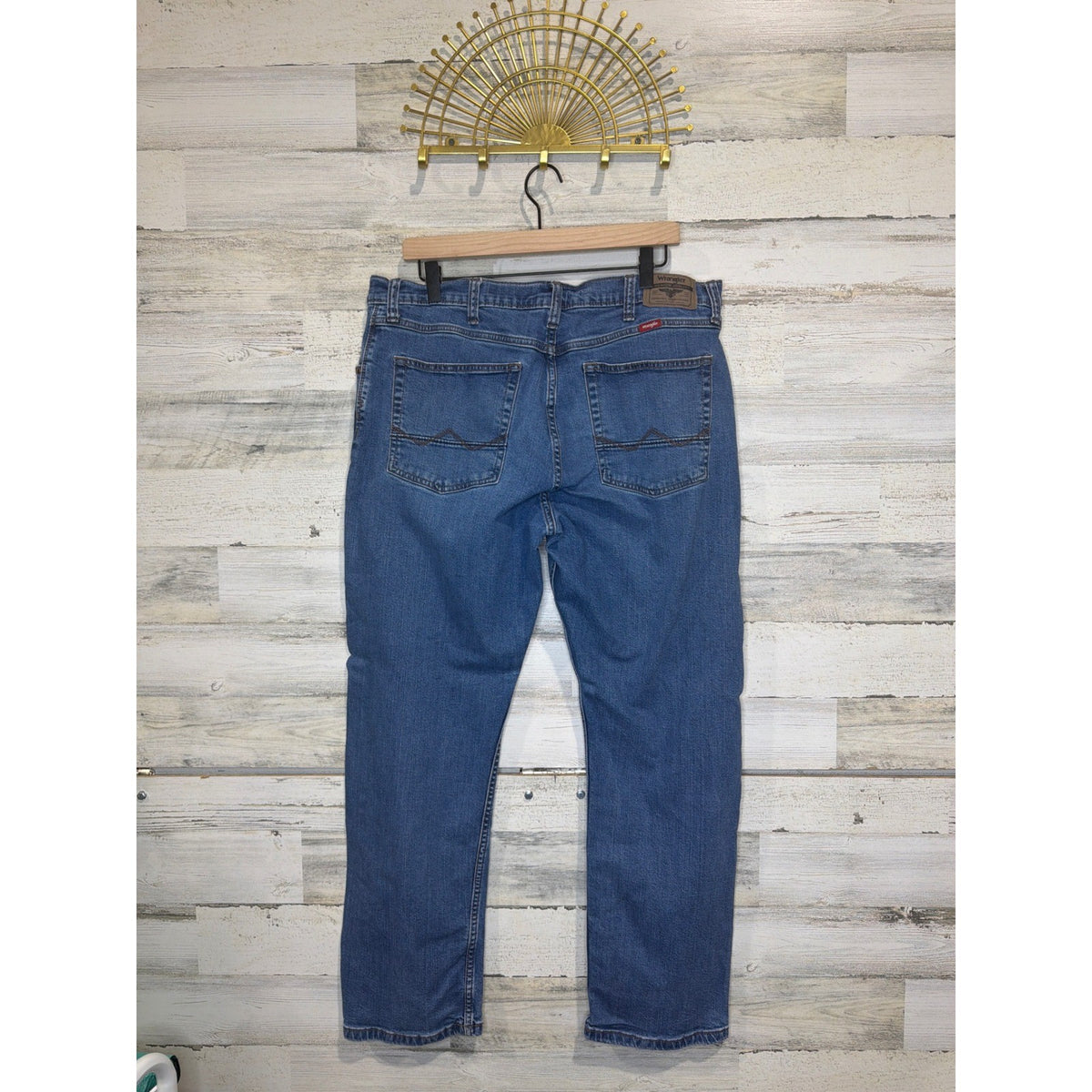 Wrangler Straight Fit Jeans Mens 36x30 Blue Denim Western Workwear2