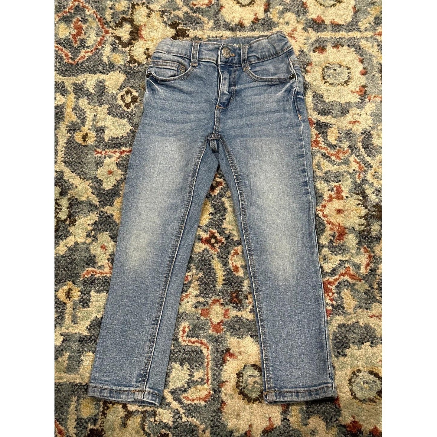 Zara Skinny Jeans Kids Size 4-5 Light Blue Denim Adjustable Waist EUC0