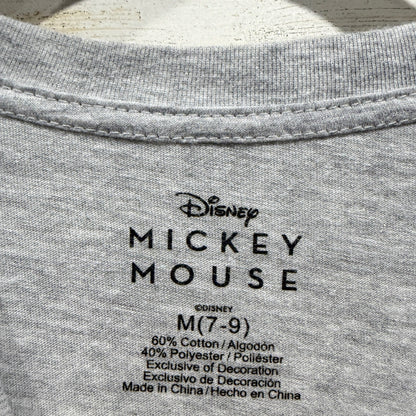 Disney Mickey Mouse T-Shirt Juniors Medium Gray Patch Graphic Disneycore EUC3