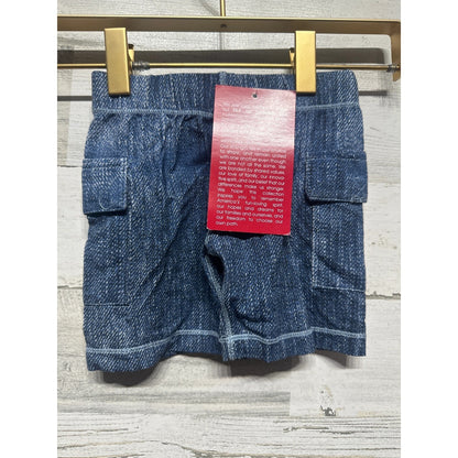 Kickee Pants Cargo Shorts Boys 18-24M Denim Print Bamboo NWT1