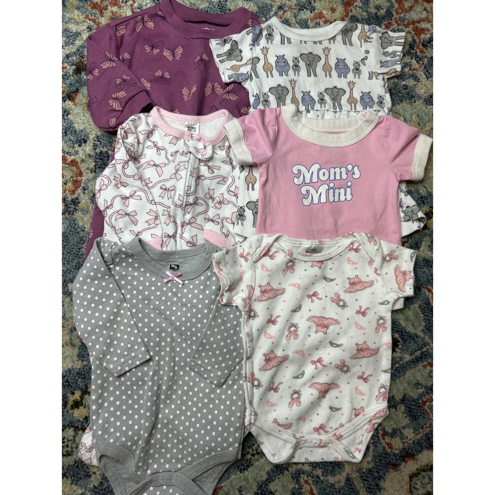 Girls 3-6M Pink Purple Bundle HB Carter's Cat & Jack Bodysuits Sleeper GUC0