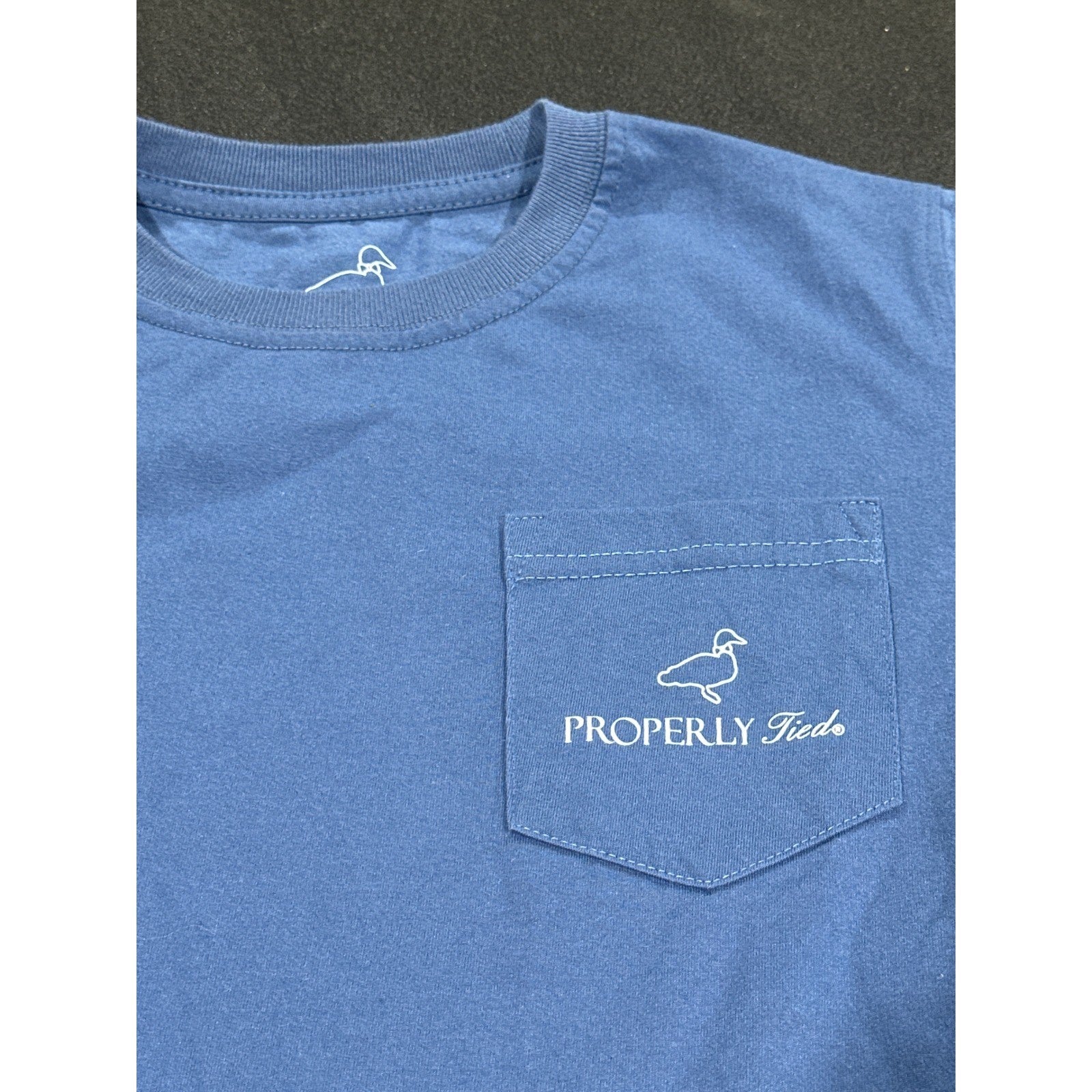 Properly Tied Graphic T-Shirt Boys Size 8 Blue Campfire Forest EUC2