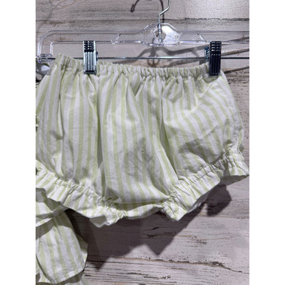 Little Bear Smocks Ruffle Top Bloomer Set Girls 3T Green White Striped EUC2