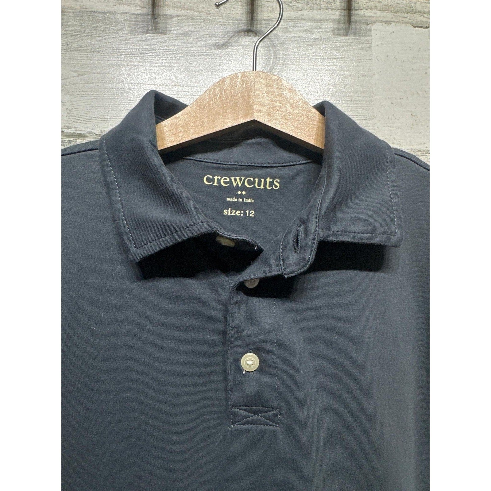 Crewcuts Polo Shirt Boys 12 Charcoal Grey Short Sleeve Cotton EUC1