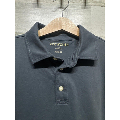 Crewcuts Polo Shirt Boys 12 Charcoal Grey Short Sleeve Cotton EUC1