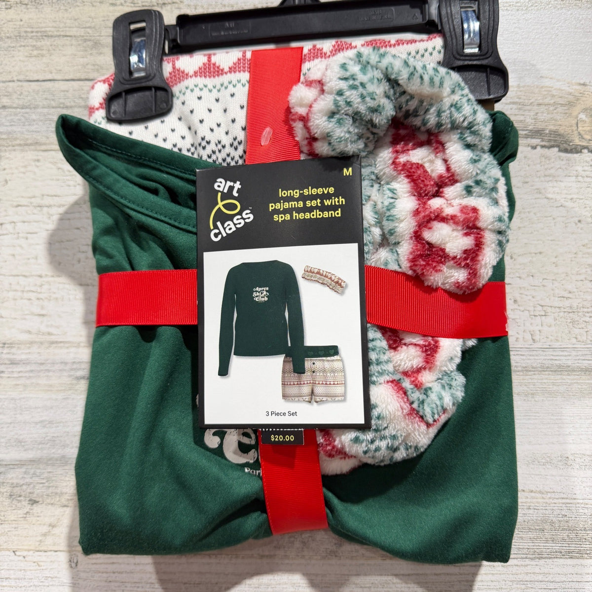 Art Class Pajama Set Girls M Green Apres Ski Fair Isle 3pc NWT0