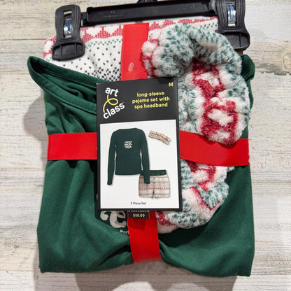 Art Class Pajama Set Girls M Green Apres Ski Fair Isle 3pc NWT0