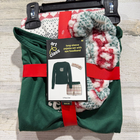 Art Class Pajama Set Girls M Green Apres Ski Fair Isle 3pc NWT0