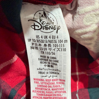 Disney Flannel Shirt Boys 4 Red Plaid Mickey Mouse Holiday Lodge *Flawed6