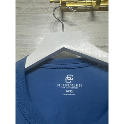 Class Club T-Shirt and 90 Degrees Shorts Set Boys 10/12 Blue Grey Pocket Tee EUC1
