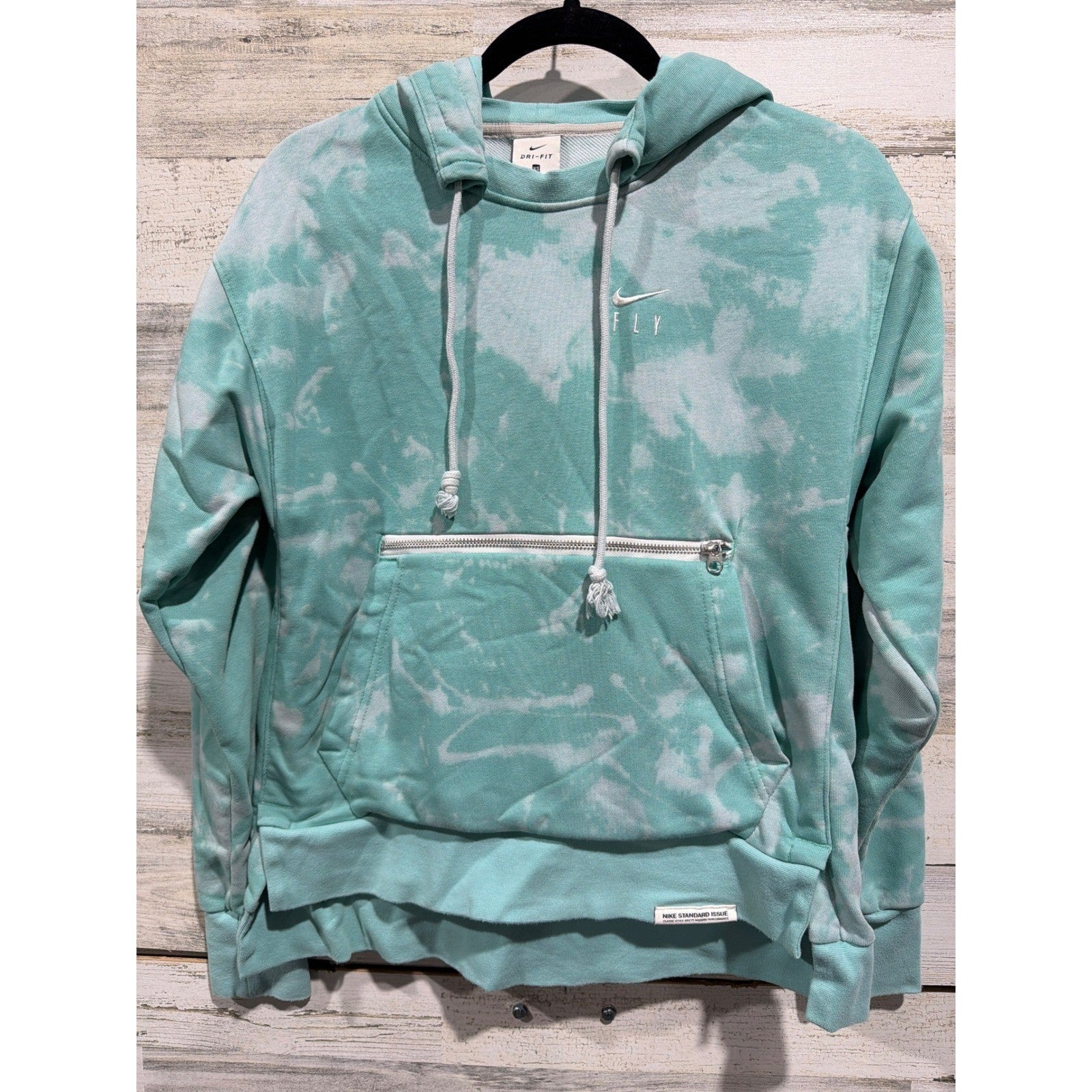 Nike Fly Hoodie Women XS Teal Tie Dye Standard Issue Dri-FIT Pullover EUC0