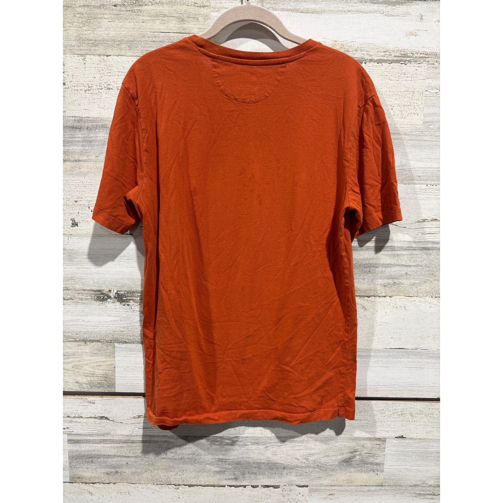 Zara T-Shirt Men Medium Orange Short Sleeve Cotton Basic Minimalist EUC2