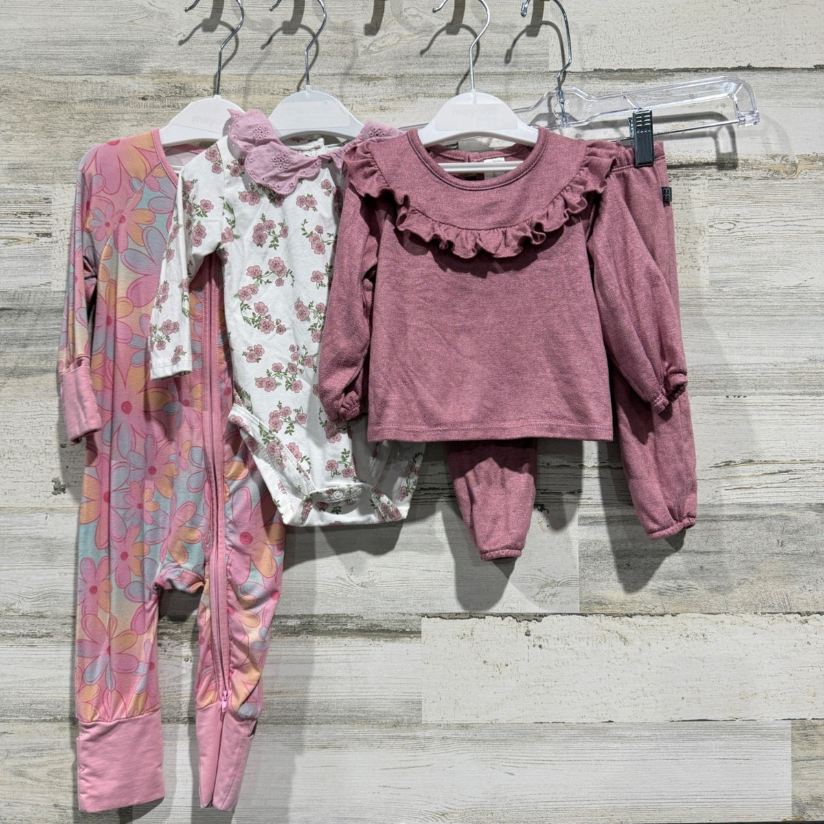 Modern Moments Tahari Baby Bundle Girls 6-9M Pink Floral Ruffle Girly Lot EUC0