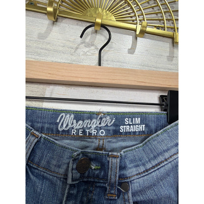 Wrangler Retro Slim Straight Jeans Boys 12 Slim Blue Denim Cowboy Western EUC5