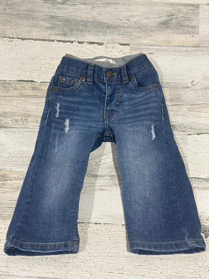 Levi's 514 Straight Jeans Kids 12M Blue Distressed Elastic Waist GUC0