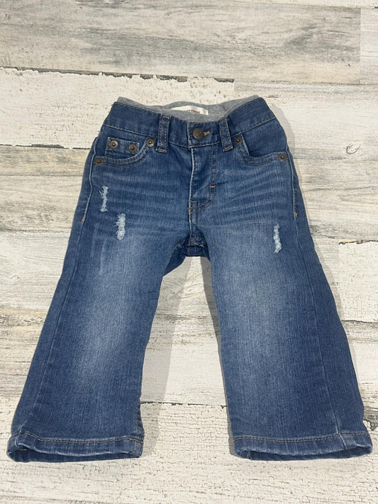 Levi's 514 Straight Jeans Kids 12M Blue Distressed Elastic Waist GUC0