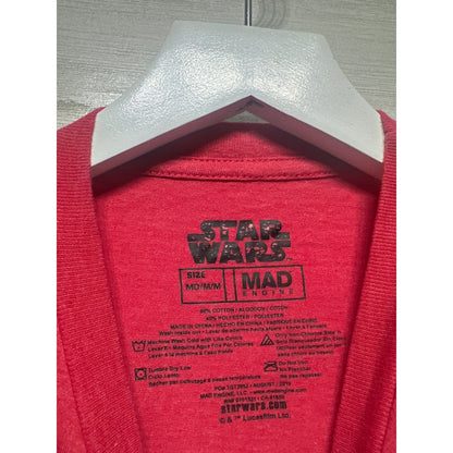 Star Wars T-Shirt Boys Medium Red Darth Vader Santa Hat Christmas EUC1
