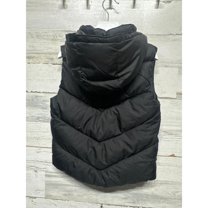 Zara Puffer Vest Kids Size 5 Black Chevron Quilted Hooded EUC3