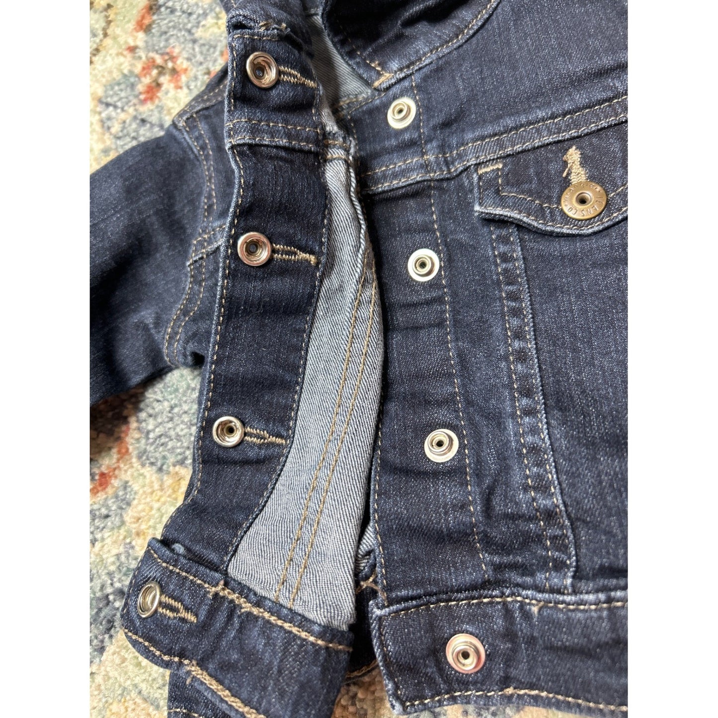 Wrangler Denim Jacket Baby 3-6M Dark Blue Snap Front Western Trucker EUC2
