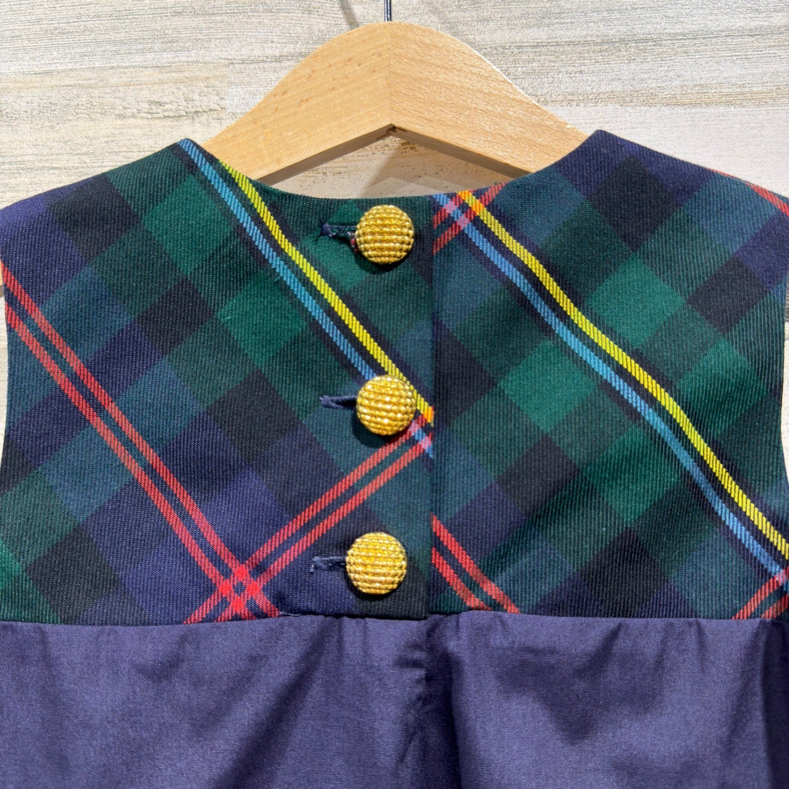 The Beaufort Bonnet Company Jumper Girls 4T Navy Plaid Preppy EUC3