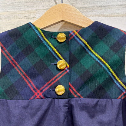 The Beaufort Bonnet Company Jumper Girls 4T Navy Plaid Preppy EUC3