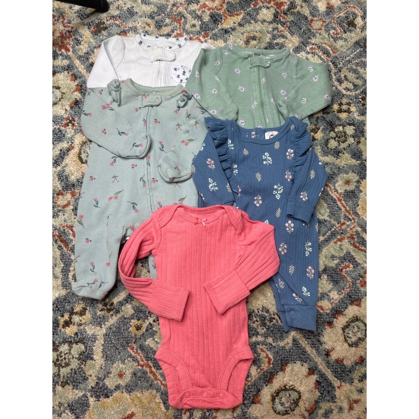 Newborn Carter's Gerber Sleepers Bodysuit Bundle Girls NB Floral0