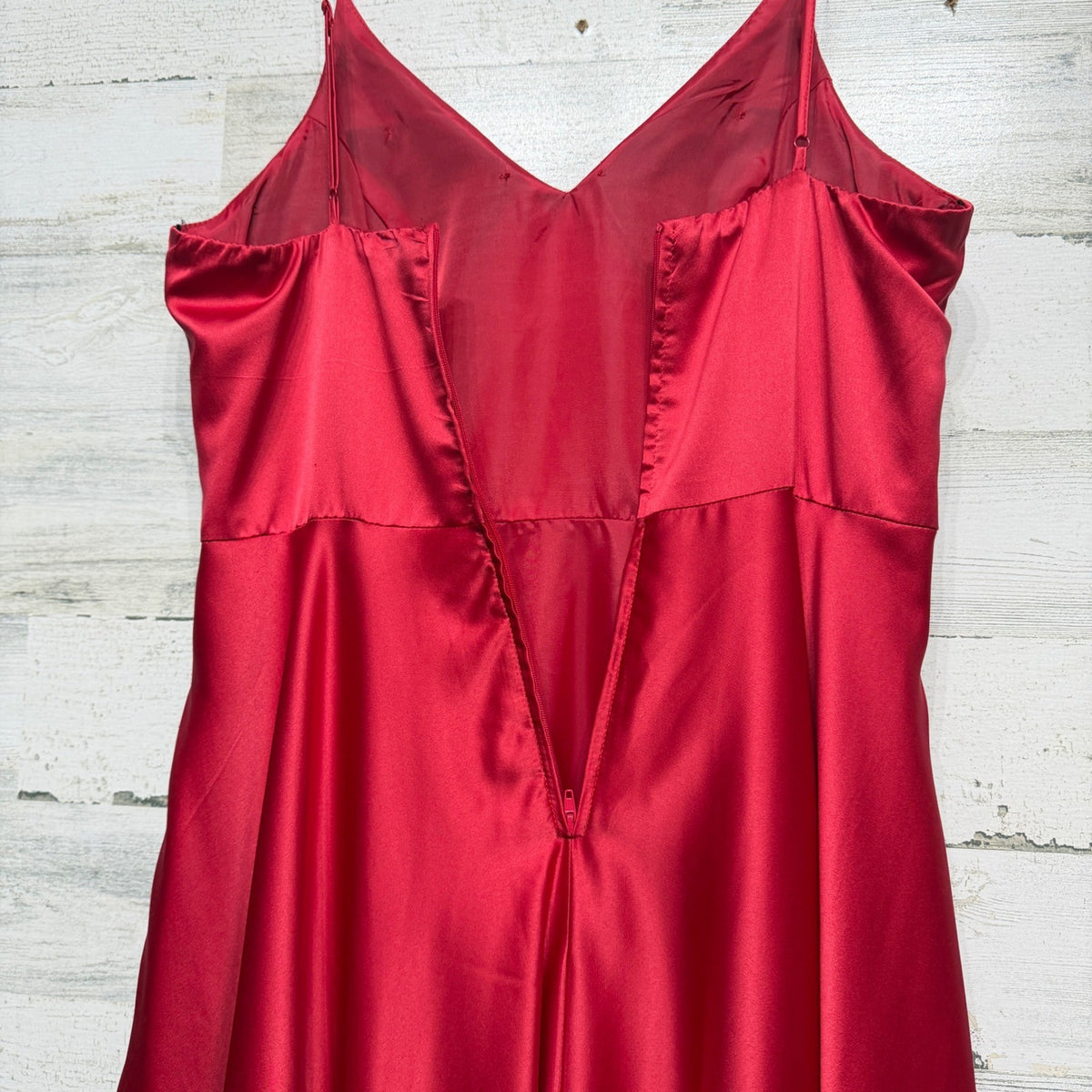 B. Darlin Gown Women 11/12 Red Satin V-Neck High Slit Formal Prom7
