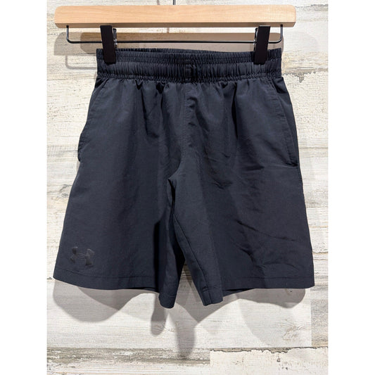 Under Armour Athletic Shorts Boys Youth Small Black Pockets Sportswear EUC0