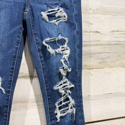 American Eagle Next Level Stretch Skinny Jeans Women 4 Distressed Denim EUC3