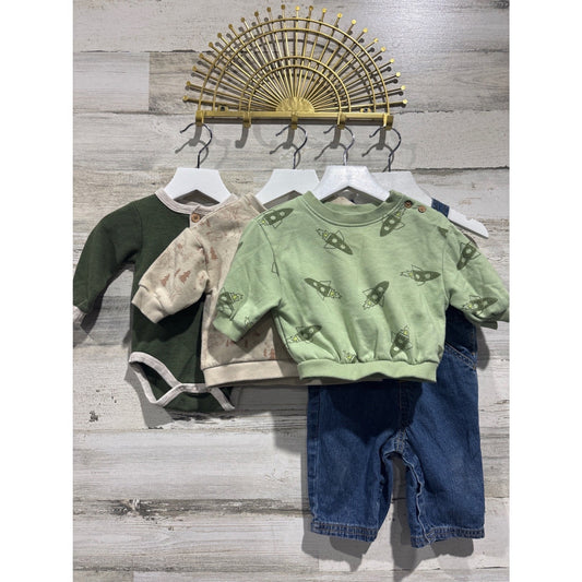 Cat & Jack Cotton On Baby Boys 3-6M Green Mixed Bundle Rocket Forest Lot0