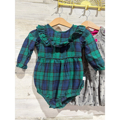Ruffle Butts Petit Lem Baby Girls 12M Plaid Polka Dot Bundle EUC1