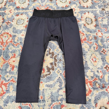 BCG Compression Tights Boys Small 8 Black 3/4 Length Athletic Sport EUC0