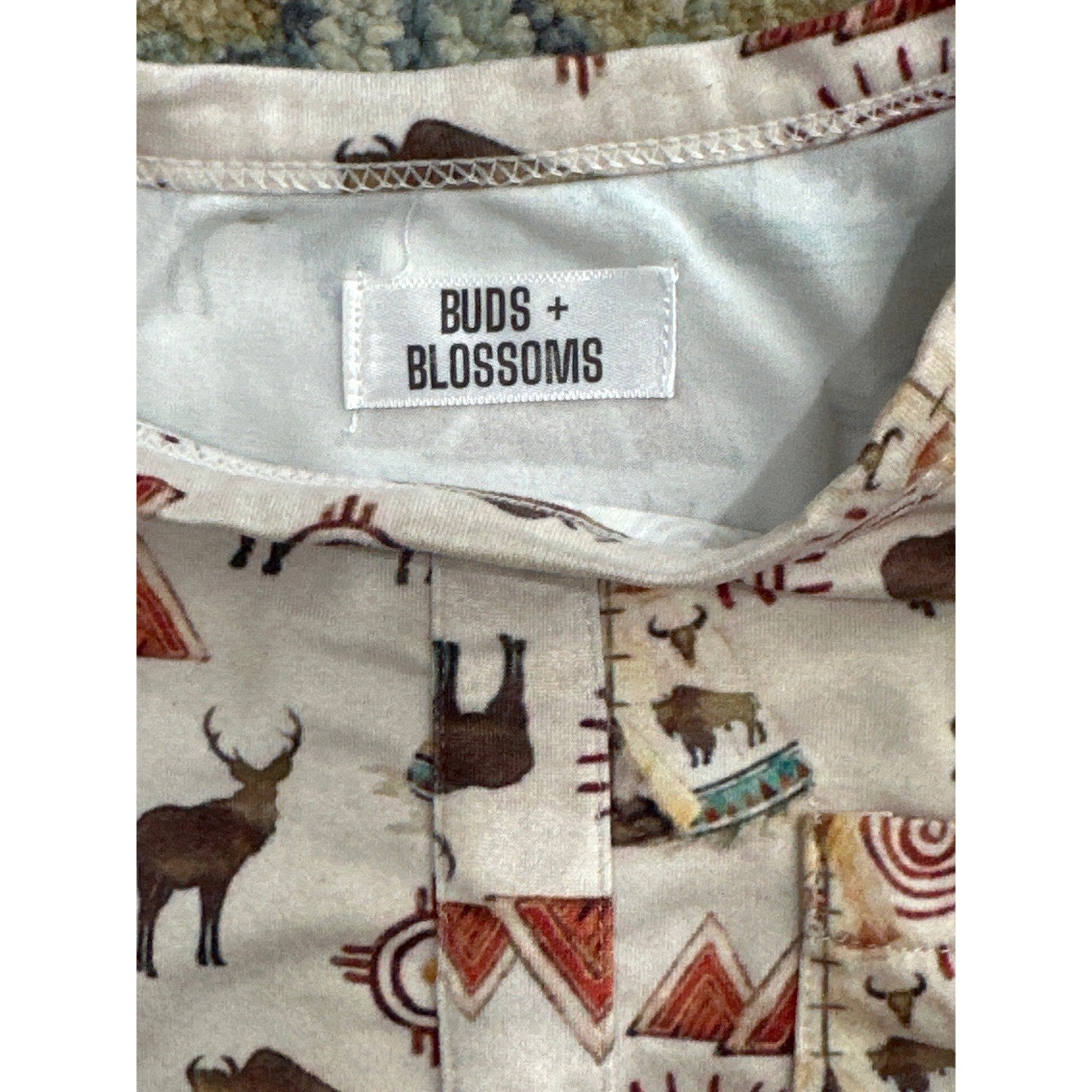 Buds + Blossoms Romper Kids 2T Tan Western EUC1