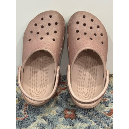 Crocs Classic Clog Girls 4 Rose Gold Glitter Sparkle Comfort5