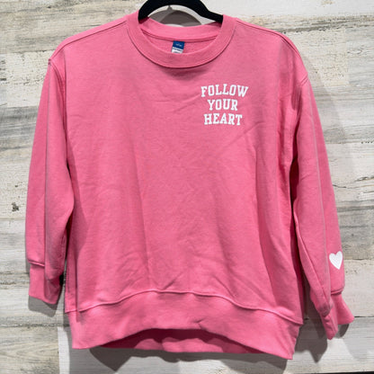 Old Navy Follow Your Heart Sweatshirt Girls L 10-12 Pink Cotton Blend Preppy0