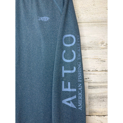 AFTCO AFTECH Shirt Kids Youth Small Blue Heathered LS Performance Fishing EUC1