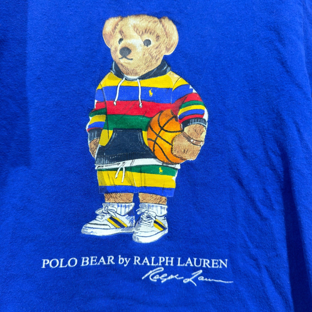 Polo Ralph Lauren T-Shirt Kids 3T Blue Polo Bear Basketball Preppy EUC1