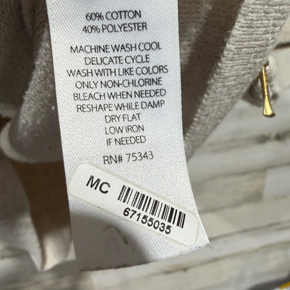 Tahari Longline Zip Hoodie Sweater Women M Oatmeal Cotton Blend Casual GUC*4