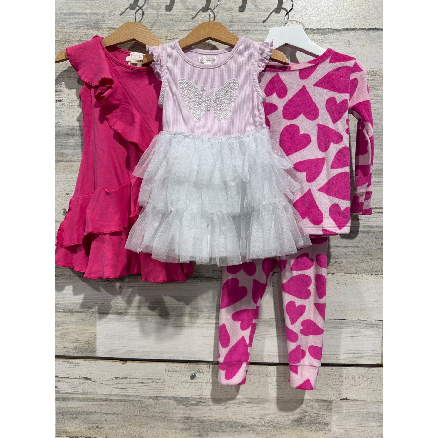 Nannette Lemon Loves Lime Cat & Jack Girls 2T Pink Bundle Butterfly Heart EUC0