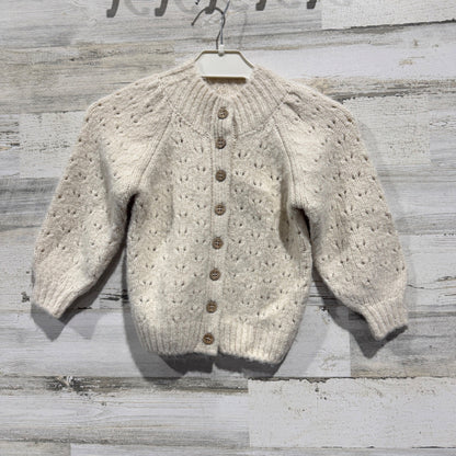 Rylee + Cru Pointelle Knit Cardigan Girls 2-3Y Ivory Wool Blend Boho EUC0